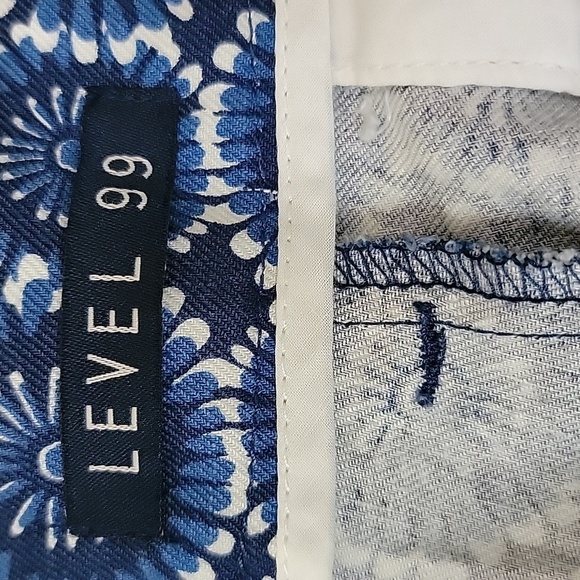 Level 99 | Linen Blend Blue White Circle Floral Shorts 5" Inseam Size 32 - Picture 4 of 6